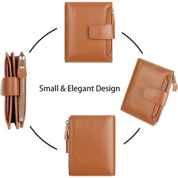 New Small Compact Women Wallet RFID Blocking Genuine Leather Bifold Purse - Picture 3 of 6